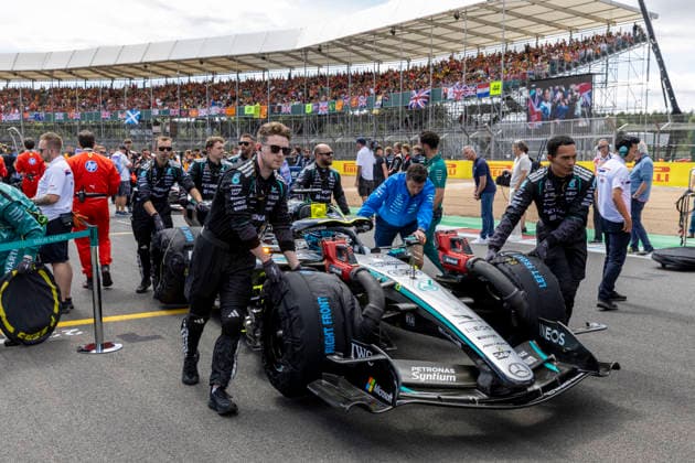 RECORD DATE NOT STATED 5th July 2026; Silverstone Circuit, Northamptonshire, England; FIA Formula 1 2026 British F1 Grand Prix; Race Day; Scuderia Ferrari HP driver Lewis Hamilton is pushed to his starting poistion TimxWilliams