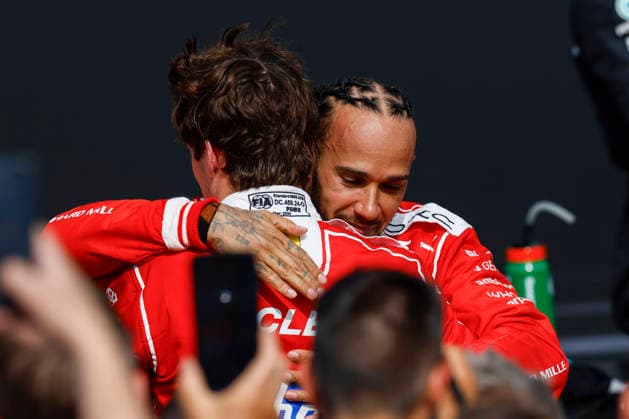 Silverstone, : Motorsport: FIA F1 Grand Prix of Britain on July, 5, 2026, Silverstone, Motorsport: FIA F1 Grand Prix of Britain (Photo by Juergen Tap) 39 LECLERC Arthur (mco), Scuderia Ferrari SF-26, 44 HAMILTON Lewis (gbr), Scuderia Ferrari Silverstone GBR *** Silverstone, Motorsport: FIA Formula 1 Grand Prix of Britain on July 5, 2026, Silverstone, Motorsport: FIA Formula 1 Grand Prix of Britain. Photo by Juergen Tap: 39 LECLERC Arthur (MCO), Scuderia Ferrari SF 26; 44 HAMILTON Lewis (GBR), Scuderia Ferrari, Silverstone, GBR