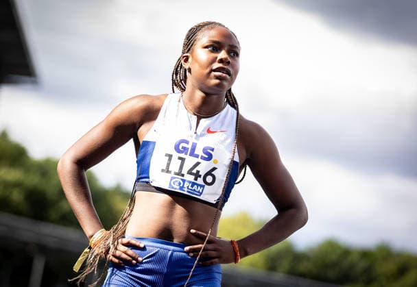 Deutsche Meisterschaften U23 U18; Bochum-Wattenscheid, 05.07.2026 Judith Bilepo Mokobe (USC Mainz) wird Deutsche Meisterin der Juniorinnen U23 im 200m-Sprint; Deutsche Meisterschaften U23 U18 am 05.07.2026 im Lohrheidestadion in Bochum-Wattenscheid (Nordrhein-Westfalen). *** German U23 and U18 Championships, Bochum and Wattenscheid, July 5, 2026: Judith Bilepo Mokobe of USC Mainz becomes the German U23 junior women’s champion in the 200-meter sprint at the German U23 and U18 Championships on July 5, 2026, at the Lohrheidestadion in Bochum-Wattenscheid, North Rhine-WestWestphalia Copyright: xBEAUTIFULxSPORTS R.xSchmittx