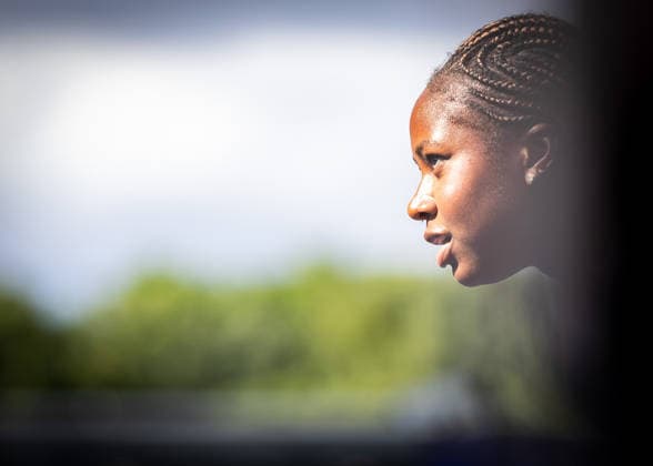 Deutsche Meisterschaften U23 U18; Bochum-Wattenscheid, 05.07.2026 Titelfokus: Judith Bilepo Mokobe (USC Mainz) wird Deutsche Meisterin der Juniorinnen U23 im 200m-Sprint, das Foto zeigt sie direkt nach ihrem Rennen; Deutsche Meisterschaften U23 U18 am 05.07.2026 im Lohrheidestadion in Bochum-Wattenscheid (Nordrhein-Westfalen). *** German U23 and U18 Championships, Bochum-Wattenscheid, July 5, 2026: Spotlight on Judith Bilepo Mokobe of USC Mainz, who became the German U23 junior women’s champion in the 200-meter dash; the photo shows her immediately after her race at the German U23 and U18 Championships on July 5, 2026, at the Lohrheidestadion in Bochum-Wattenscheid, North Rhine-Westphalia Copyright: xBEAUTIFULxSPORTS R.xSchmittx