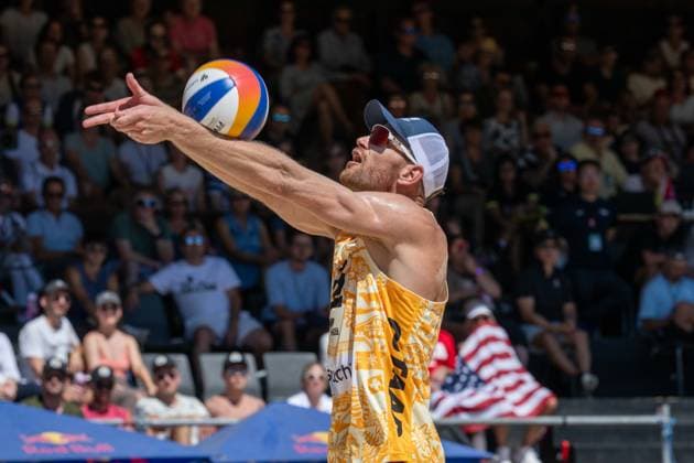 GSTAAD, SWITZERLAND - JULY 5: Alexander Brouwer (Player No. 2, NED) during the Beach Pro Tour - Elite 16 at Gstaad on July 5, 2026 in Gstaad, Switzerland. Switzerland Copyright: xPeterxWeberx
