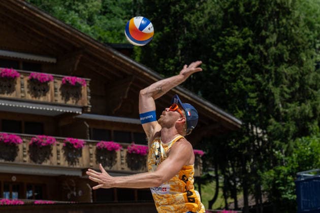 GSTAAD, SWITZERLAND - JULY 5: Stefan Boermans (Player No. 1, NED) during the Beach Pro Tour - Elite 16 at Gstaad on July 5, 2026 in Gstaad, Switzerland. Switzerland Copyright: xPeterxWeberx
