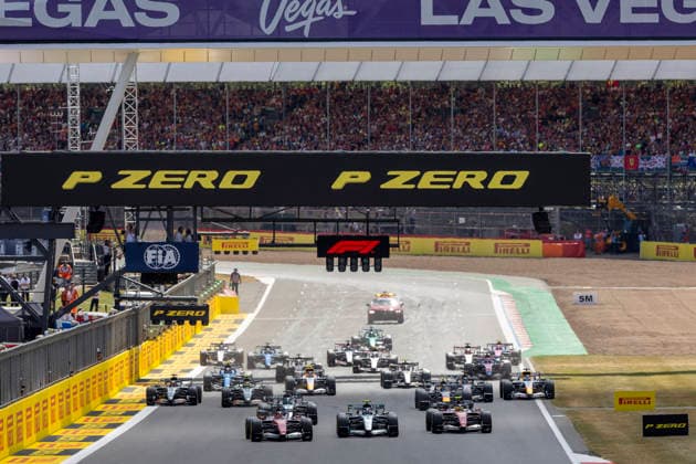 RECORD DATE NOT STATED 5th July 2026; Silverstone Circuit, Northamptonshire, England; FIA Formula 1 2026 British F1 Grand Prix; Race Day; Scuderia Ferrari HP driver Charles Leclerc leads from the start TimxWilliams
