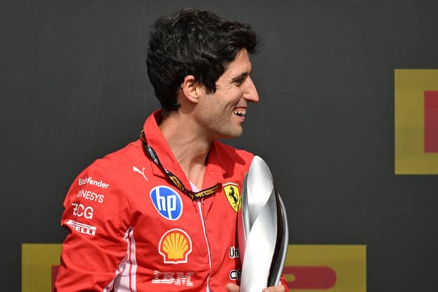 RECORD DATE NOT STATED 5th July 2026; Silverstone Circuit, Northamptonshire, England; FIA Formula 1 2026 British F1 Grand Prix; Race Day; Bryan Bozzi, race engineer for Charles Leclerc of Ferrari receives the constructors trophy SimonxWest