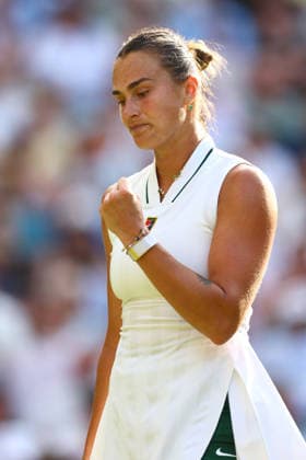 Aryna Sabalenka celebrates during her fourth round match Wimbledon Tennis Championships, Day 7, The All England Lawn Tennis and Croquet Club, London, UK - 05 Jul 2026London The All England Lawn Tennis and United Kingdom  Copyright: xJamesxMarsh Shutterstockx 16976811eq