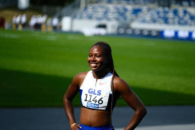 Deutsche Meisterschaften U23 U18; Bochum-Wattenscheid, 05.07.2026 Judith Bilepo Mokobe (USC Mainz, RL) strahlt nach ihrem Sieg über die 200m der U23 Frauen und ist damit deutsch Meisterin ; Deutsche Meisterschaften U23 U18; Bochum-Wattenscheid, 05.07.2026 *** German U23 and U18 Championships, Bochum Wattenscheid, July 5, 2026 Judith Bilepo Mokobe of USC Mainz, RL, beams after her victory in the women’s U23 200m, making her the German champion. German U23 and U18 Championships, Bochum-Wattenscheid, July 5, 2026 Copyright: xBEAUTIFULxSPORTS Piepenstockx