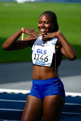 Deutsche Meisterschaften U23 U18; Bochum-Wattenscheid, 05.07.2026 Judith Bilepo Mokobe (USC Mainz, RL) strahlt nach ihrem Sieg über die 200m der U23 Frauen; Deutsche Meisterschaften U23 U18; Bochum-Wattenscheid, 05.07.2026 *** German U23 and U18 Championships, Bochum-Wattenscheid, July 5, 2026 Judith Bilepo Mokobe, USC Mainz, beaming after her victory in the women’s U23 200m German U23 and U18 Championships, Bochum-Wattenscheid, July 5, 2026 Copyright: xBEAUTIFULxSPORTS Piepenstockx