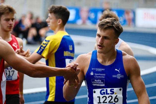 Deutsche Meisterschaften U23 U18; Bochum-Wattenscheid, 05.07.2026 Luca Koch (LAC Erdgas Chemnitz, SN) nach dem gewonnenen Halbfinale über 110m Hürden; Deutsche Meisterschaften U23 U18; Bochum-Wattenscheid, 05.07.2026 *** German U23 and U18 Championships, Bochum-Wattenscheid, July 5, 2026; Luca Koch, LAC Erdgas Chemnitz, after winning the 110-meter hurdles semifinal at the German U23 and U18 Championships, Bochum-Wattenscheid, July 5, 2026 Copyright: xBEAUTIFULxSPORTS Piepenstockx