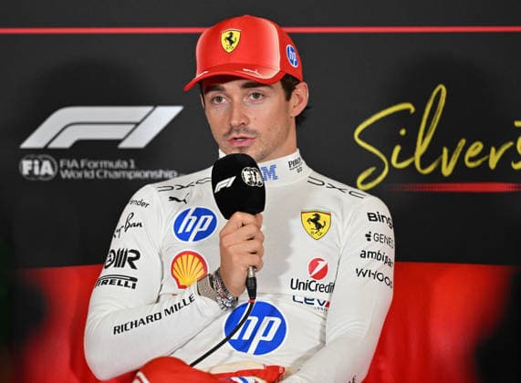 Formula 1, Post Race Press Conf, Silverstone, UK, 05 July, 2026. 05 July 2026. Post Race Drivers press conference, PK, Pressekonferenz with 1st Charles Leclerc, Ferrari, 2nd, George Russell, Mercedes, 3rd Lewis Hamilton, Ferrari at the Formula 1 Pirelli British Grand Prix at Silverstone, Northamptonshire, UK., Credit:Lee Floyd Lee Floyd - B3214 Avalon UK, Northamptonshire, London, Silverstone  Copyright: xLeexFloydx xLeexFloydx-xB3214x xAvalonx 1114635406