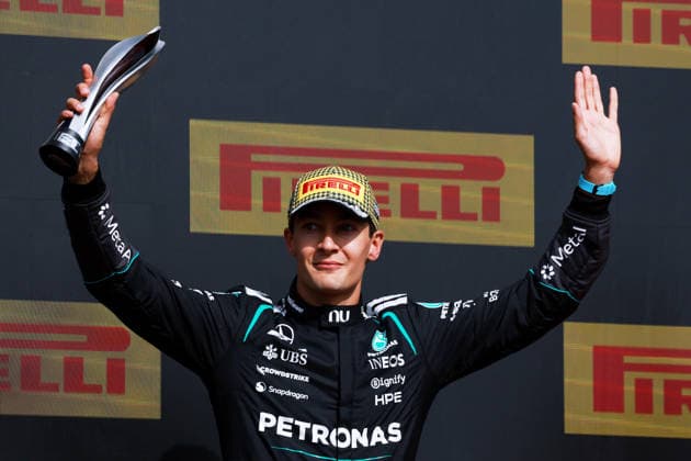 F1 - BRITISH GRAND PRIX 2026 RUSSELL George (gbr), Mercedes AMG F1 Team W17, portrait during the Formula 1 British Grand Prix 2026, 9th round of the 2026 Formula One World Championship, WM, Weltmeisterschaft from July 3 to 5, 2026 on the Silverstone Circuit, in Silverstone, United Kingdom - SilverstoneUnited Kingdom  Copyright: xDPPIx