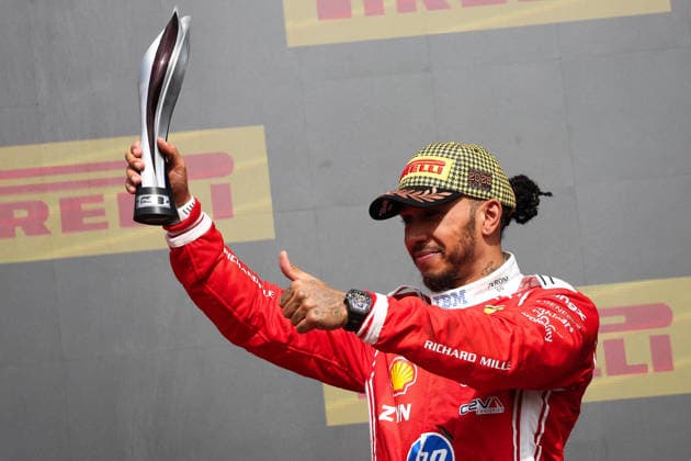 F1 - BRITISH GRAND PRIX 2026 HAMILTON Lewis (gbr), Scuderia Ferrari SF-26, portrait podium during the Formula 1 British Grand Prix 2026, 9th round of the 2026 Formula One World Championship, WM, Weltmeisterschaft from July 3 to 5, 2026 on the Silverstone Circuit, in Silverstone, United Kingdom - SilverstoneUnited Kingdom  Copyright: xEricxAlonsox