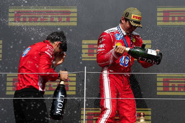 F1 - BRITISH GRAND PRIX 2026 LECLERC Charles (mco), Scuderia Ferrari SF-26, portrait podium during the Formula 1 British Grand Prix 2026, 9th round of the 2026 Formula One World Championship, WM, Weltmeisterschaft from July 3 to 5, 2026 on the Silverstone Circuit, in Silverstone, United Kingdom - SilverstoneUnited Kingdom  Copyright: xEricxAlonsox