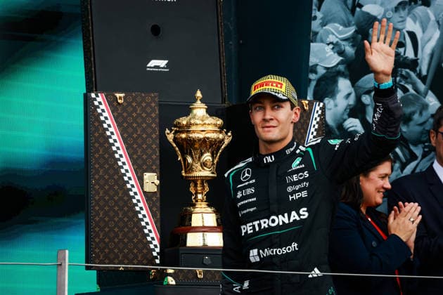 F1 - BRITISH GRAND PRIX 2026 Podium: RUSSELL George (gbr), Mercedes AMG F1 Team W17, portrait during the Formula 1 British Grand Prix 2026, 9th round of the 2026 Formula One World Championship, WM, Weltmeisterschaft from July 3 to 5, 2026 on the Silverstone Circuit, in Silverstone, United Kingdom - SilverstoneUnited Kingdom  Copyright: xFLORENTxGOODENx