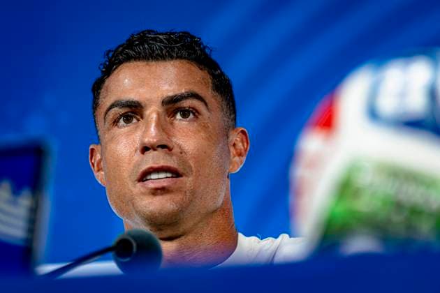 DALLAS - Cristiano Ronaldo of Portugal at the 2026 World Cup, Portugal MD-1 press conference, PK, Pressekonferenz at AT&T Stadium on July 5, 2026 in Dallas, United States. (Photo by Stefan Koops EYE4IMAGES DeFodi Images) - *** DALLAS: Cristiano Ronaldo of Portugal at the 2026 World Cup, Portugal s Match Day 1 press conference at AT&T Stadium on July 5, 2026, in Dallas, United States. Photo by Stefan Koops, EYE4IMAGES, DeFodi Images