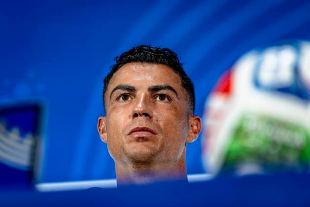 DALLAS - Cristiano Ronaldo of Portugal at the 2026 World Cup, Portugal MD-1 press conference, PK, Pressekonferenz at AT&T Stadium on July 5, 2026 in Dallas, United States. (Photo by Stefan Koops EYE4IMAGES DeFodi Images) - *** DALLAS: Cristiano Ronaldo of Portugal at the 2026 World Cup, Portugal s Match Day 1 press conference at AT&T Stadium on July 5, 2026, in Dallas, United States. Photo by Stefan Koops, EYE4IMAGES, DeFodi Images