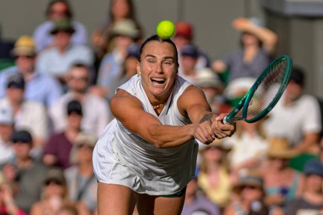 Day Seven: The Championships - Wimbledon 2026 LONDON, ENGLAND JULY 05 - Aryna Sabalenka of Belarus during Ladies Single Fourth Round against Naomi Osaka of Japan at The Wimbledon Lawn Tennis Championship at Wimbledon on July 05, 2026 in London, England. (Photo by Keeran Marquis)  Copyright: xKeeranxMarquis Fotoarena SPPx Sportspressphoto_SPR185307