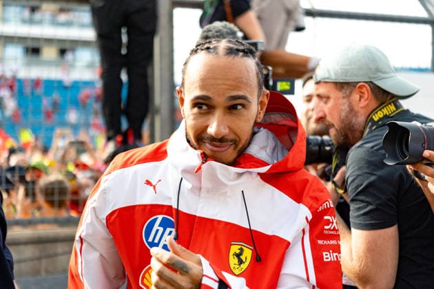 July 5, 2026, Silverstone, Northamptonshire, United Kingdom: LEWIS HAMILTON (44, Scuderia Ferrari HP, GBR, British F1 Driver, SF-26) during Scuderia Ferrari team celebration in the pit lane on race day after winning the grand prix (P1 for Charles Leclerc and P3 for Lewis Hamilton) at the Formula 1 Pirelli British Grand Prix 2026 at Silverstone Circuit F12026: British Grand Prix  - ZUMAr193 20260705_zsp_r193_131 Copyright: xSaraxRuffonix