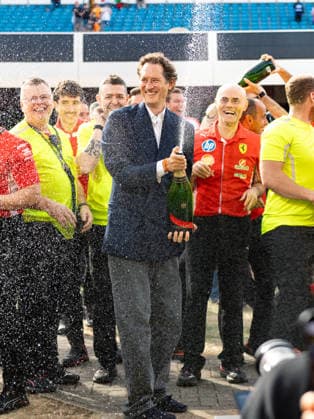 July 5, 2026, Silverstone, Northamptonshire, United Kingdom: JOHN ELKANN during Scuderia Ferrari team celebration in the pit lane on race day after winning the grand prix (P1 for Charles Leclerc and P3 for Lewis Hamilton) at the Formula 1 Pirelli British Grand Prix 2026 at Silverstone Circuit Silverstone United Kingdom - ZUMAr193 20260705_zsp_r193_137 Copyright: xSaraxRuffonix