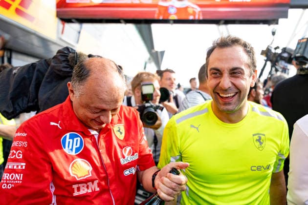 July 5, 2026, Silverstone, Northamptonshire, United Kingdom: FREDERIK VASSEUR during Scuderia Ferrari team celebration in the pit lane on race day after winning the grand prix (P1 for Charles Leclerc and P3 for Lewis Hamilton) at the Formula 1 Pirelli British Grand Prix 2026 at Silverstone Circuit Silverstone United Kingdom - ZUMAr193 20260705_zsp_r193_135 Copyright: xSaraxRuffonix