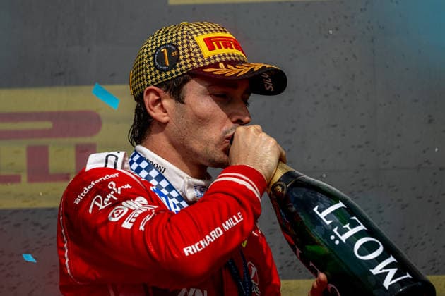 SILVERSTONE, UNITED KINGDOM: Charles Leclerc, racing for the Ferrari team during the 2026 Formula 1 British Grand Prix at the Silverstone Circuit in Silverstone, United Kingdom