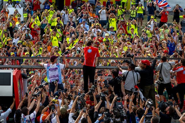 SILVERSTONE, UNITED KINGDOM: Charles Leclerc, racing for the Ferrari team during the 2026 Formula 1 British Grand Prix at the Silverstone Circuit in Silverstone, United Kingdom