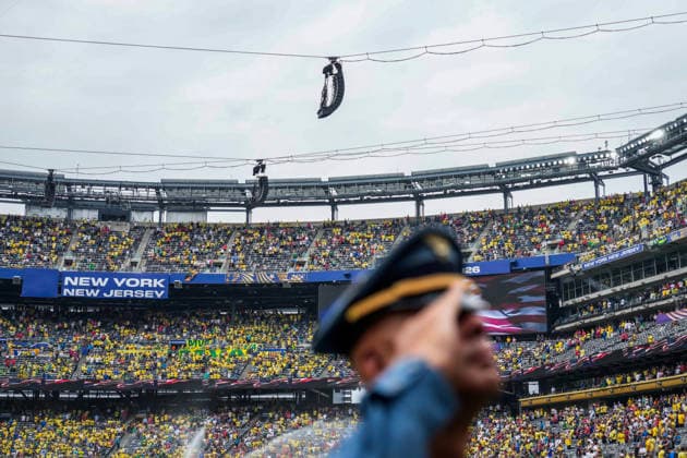 Fotball-VM 2026: Brasil - Norge East Rutherford, New Jersey , USA 20260705. New Jersey stadion for 8-delsfinalen mellom Brasil og Norge under fotball-VM 2026. Foto: Fredrik Varfjell NTB East Rutherford, New Jersey USA EDITORIAL USE ONLY. RESTRICTED USE FOR BETTING COMPANIES Ref:_SPOQb1hV7WpztU.jpg *** 2026 FIFA World Cup Brazil Norway East Rutherford, New Jersey, USA July 5, 2026 New Jersey Stadium for the Round of 16 match between Brazil and Norway during the 2026 FIFA World Cup Photo: Fredrik Varfjell, NTB East Rutherford, New Jersey, USA EDITORIAL USE ONLY RESTRICTED USE FOR BETTING COMPANIES  Copyright: xFredrikxVarfjellx xNTBx