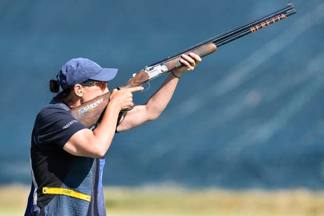 ISSF World Cup Shotgun Bacosi Diana of Italy competes during the ISSF World Cup Shotgun day one at the Concaverde Shooting Range in Lonato del Garda, Italy, on July 5, 2026. Lonato del Garda Brescia Italy  Copyright: xRichardxMorganox originalFilename:morgano-issfworl260705_npaS0.jpg