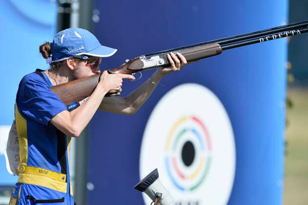 ISSF World Cup Shotgun Bartysheva Oleksandra of Ukraine shoots during the ISSF World Cup Shotgun day one at the Concaverde Shooting Range in Lonato del Garda, Italy, on July 5, 2026. Lonato del Garda Brescia Italy  Copyright: xRichardxMorganox originalFilename:morgano-issfworl260705_npyGY.jpg