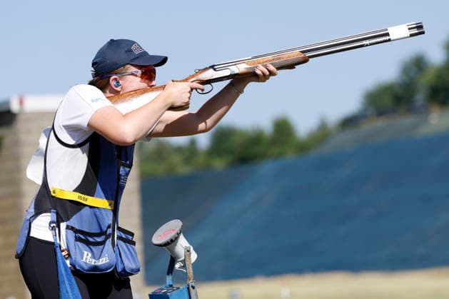 ISSF World Cup Shotgun Katzouraki Emmanouela of Greece shoots during the ISSF World Cup Shotgun on day one at the Concaverde Shooting Range in Lonato del Garda, Italy, on July 5, 2026. Lonato del Garda Brescia Italy  Copyright: xRichardxMorganox originalFilename:morgano-issfworl260705_npIFz.jpg