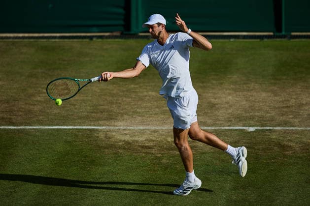 July 5, 2026, London, London, Great Britain: Hubert Hurkacz of Poland returns with forehand during The Championships Wimbledon , 5.7.2026 in London (All England Lawn Tennis and Croquet Club), Great Britain Tennis 2026: Grand Slam: The Championships Wimbledon: 7th Day: 4th Round: STRUFF Vs HURKACZ  - ZUMAs343 20260705_zsp_s343_159 Copyright: xMathiasxSchulzx