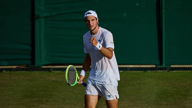 July 5, 2026, London, London, Great Britain: Jan-Lennard Struff of Germany reacts with clenched fist during The Championships Wimbledon , 5.7.2026 in London (All England Lawn Tennis and Croquet Club), Great Britain Tennis 2026: Grand Slam: The Championships Wimbledon: 7th Day: 4th Round: STRUFF Vs HURKACZ  - ZUMAs343 20260705_zsp_s343_162 Copyright: xMathiasxSchulzx