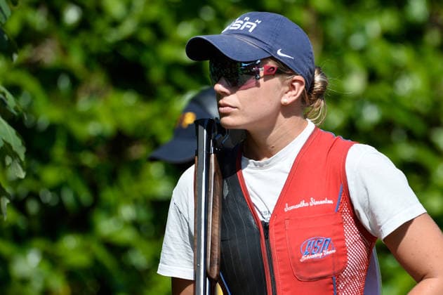 ISSF World Cup Shotgun Simonton Samantha of the United States reacts during the ISSF World Cup Shotgun day one at the Concaverde Shooting Range in Lonato del Garda, Italy, on July 5, 2026. Lonato del Garda Brescia Italy  Copyright: xRichardxMorganox originalFilename:morgano-issfworl260705_nphe6.jpg