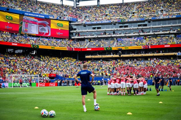 260705 Players of Norway ahead of the FIFA World Cup, WM, Weltmeisterschaft, Fussball 2026 round of 16 football match between Brazil and Norway on July 5, 2026 in New Jersey. Photo: Jon Olav Nesvold BILDBYRAN COP 217 VG0982 bbeng fotboll football soccer fotball vm fotbolls-vm fotball-vm fotbolls-vm 2026 fifa world cup 2026 new york 8-delsfinale round of 16 brasilien brazil brasil norge norway *** July 5, 2026: Players from Norway ahead of the FIFA World Cup 2026 Round of 16 soccer match between Brazil and Norway on July 5, 2026 in New Jersey. Photo by Jon Olav Nesvold. BILDBYRAN COP 217 VG0982 bbeng soccer football fotball World Cup 2026 FIFA World Cup 2026 New York 8 round of 16 Brazil Norway  Copyright: JONxOLAVxNESVOLD BB260705JE006