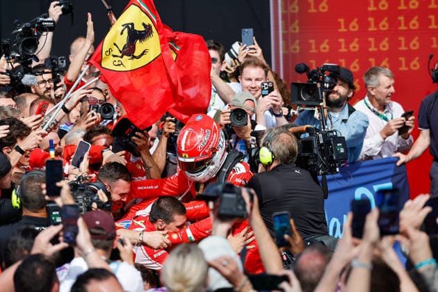 F1 - BRITISH GRAND PRIX 2026 LECLERC Charles (mco), Scuderia Ferrari SF-26, portrait Podium celebration during the Formula 1 British Grand Prix 2026, 9th round of the 2026 Formula One World Championship, WM, Weltmeisterschaft from July 3 to 5, 2026 on the Silverstone Circuit, in Silverstone, United Kingdom - SilverstoneUnited Kingdom  Copyright: xPauloxMariax