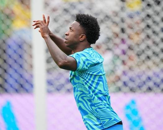 Vinicius Junior of Brazil during the warm up Brazil v Norway, 2026 FIFA World Cup, WM, Weltmeisterschaft, Fussball Round of 16, Football, New York New Jersey Stadium, East Rutherford, New Jersey, USA - 05 Jul 2026East Rutherford New York New Jersey Stadium New Jersey (NJ) United States of America  Copyright: xIsmaelxAdnan Shutterstockx 16975597o