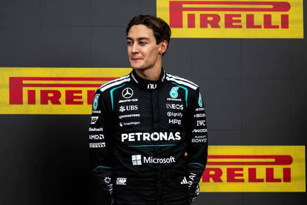 F1 - BRITISH GRAND PRIX 2026 RUSSELL George (gbr), Mercedes AMG F1 Team W17, portrait podium during the Formula 1 British Grand Prix 2026, 9th round of the 2026 Formula One World Championship, WM, Weltmeisterschaft from July 3 to 5, 2026 on the Silverstone Circuit, in Silverstone, United Kingdom - SilverstoneUnited Kingdom  Copyright: xALBERTOxVIMERCATIx