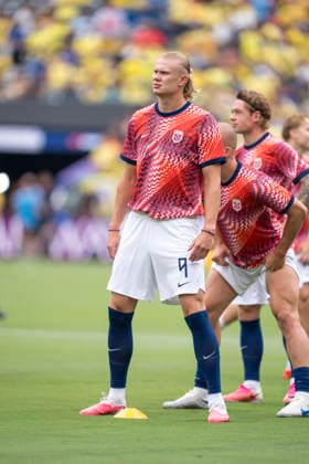Einzelbild, Single image: Erling Haaland (Norway, 9) vor dem Spiel FIFA World Cup, WM, Weltmeisterschaft, Fussball 2026: Brazil v Norway 05 July 2026, FIFA World Cup 2026: Brazil v Norway (Round of 16) at New York New Jersey Stadium in East Rutherford, New Jersey, USA. *** Single image: Erling Haaland of Norway, 9, before the FIFA World Cup 2026 match between Brazil and Norway on July 5, 2026; FIFA World Cup 2026, Brazil vs. Norway, Round of 16, at New York New Jersey Stadium in East Rutherford, New Jersey, USA Copyright: HMBxMedia xMarcoxBader