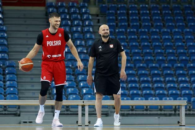 Krakow 05.07.2026 KOSZYKOWKA KOSZKADRA REPREZENTACJA POLSKI TRENING - - - BASKETBALL POLISH national team, Nationalteam PRACTICE PRACTISE NZ Michal Michalak , trener coach Marcin Wozniak , FOT. WOJCIECH FIGURSKI 058SPORT.PL NEWSPIX.PL --- newspix.pl EL ELIMINACJE DO MS MISTRZOSTW SWIATA FIBA W KOSZYKOWCE MEZCZYZN KOSZYKOWKA KATAR 2027  FOT. WOJCIECH FIGURSKI 058SPORT.PL