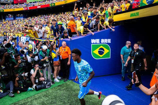 260705 Vinicius Junior of Brazil ahead of the FIFA World Cup, WM, Weltmeisterschaft, Fussball 2026 round of 16 football match between Brazil and Norway on July 5, 2026 in New Jersey. Photo: Jon Olav Nesvold BILDBYRAN COP 217 VG0982 bbeng fotboll football soccer fotball vm fotbolls-vm fotball-vm fotbolls-vm 2026 fifa world cup 2026 new york 8-delsfinale round of 16 brasilien brazil brasil norge norway *** July 5, 2026: Vinicius Junior of Brazil ahead of the 2026 FIFA World Cup Round of 16 soccer match between Brazil and Norway on July 5, 2026 in New Jersey. Photo by Jon Olav Nesvold. BILDBYRAN COP 217 VG0982 bbeng soccer football fotball World Cup 2026 FIFA World Cup 2026 New York 8 round of 16 Brazil Norway  Copyright: JONxOLAVxNESVOLD BB260705JE027