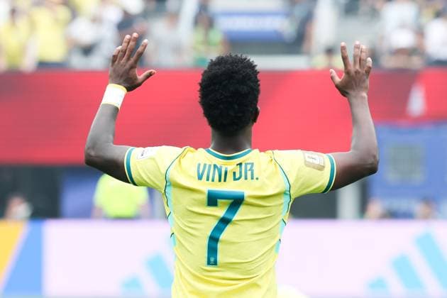 RECORD DATE NOT STATED FIFA World Cup, WM, Weltmeisterschaft, Fussball 2026 - Round of 16 - Brazil v Norway Vinicius Jr. player of Brazil during the Round of 16 match between Brazil and Norway at the FIFA World Cup, at New York New Jersey Stadium, in East Rutherford, United States, on Sunday, July 05, 2026.(Foto: Vanessa Carvalho Brazil Photo Press IMAGO) Sports Copyright: xVanessaxCarvalhox