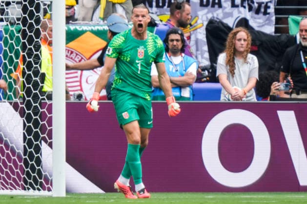 Fotball-VM 2026: Brasil - Norge East Rutherford, New Jersey , USA 20260705. Norges keeper orjan Haskjold Nyland redder straffespark under 8-delsfinalen mellom Brasil og Norge under fotball-VM 2026 pa New Jersey stadion. Foto: Terje Pedersen NTB East Rutherford, New Jersey USA EDITORIAL USE ONLY. RESTRICTED USE FOR BETTING COMPANIES Ref:_SPOMNoW2BYaze8.jpg *** 2026 FIFA World Cup Brazil vs. Norway, East Rutherford, New Jersey, USA 20260705 Norway’s goalkeeper Orjan Haskjold Nyland saves a penalty kick during the Round of 8 match between Brazil and Norway at the 2026 FIFA World Cup at New Jersey Stadium. Photo: Terje Pedersen, NTB, East Rutherford, New Jersey, USA EDITORIAL USE ONLY RESTRICTED USE FOR BETTING COMPANIES  Copyright: xTerjexPedersenx xNTBx