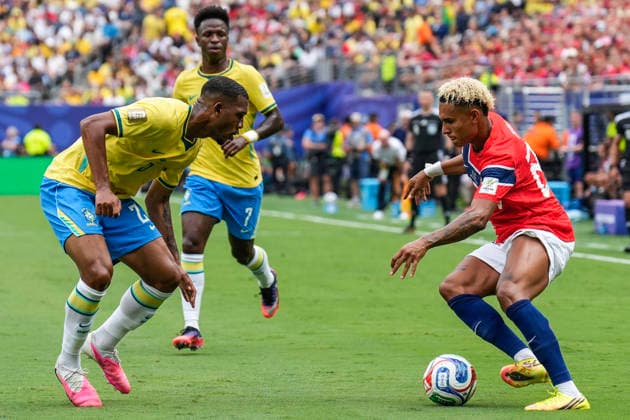 Fotball-VM 2026: Brasil - Norge East Rutherford, New Jersey , USA 20260705. Norges Antonio Nusa under 8-delsfinalen mellom Brasil og Norge under fotball-VM 2026 pa New Jersey stadion. Foto: Fredrik Varfjell NTB East Rutherford, New Jersey USA EDITORIAL USE ONLY. RESTRICTED USE FOR BETTING COMPANIES Ref:_SPOcL_mDxm74LQ.jpg *** 2026 FIFA World Cup Brazil Norway East Rutherford, New Jersey, USA 20260705 Norway’s Antonio Nusa during the Round of 16 match between Brazil and Norway at the 2026 FIFA World Cup at New Jersey Stadium. Photo: Fredrik Varfjell, NTB. East Rutherford, New Jersey, USA. EDITORIAL USE ONLY. RESTRICTED USE FOR BETTING COMPANIES.  Copyright: xFredrikxVarfjellx xNTBx