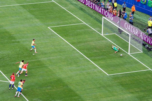 FIFA Fussball Weltmeisterschaft 2026, Achtelfinale, Brasilien vs. Norwegen, 05.07.2026, New Jersey Stadion Elfmeter verschossen von Bruno an Orjan Nyland *** 2026 FIFA World Cup, Round of 16, Brazil vs. Norway, July 5, 2026, New Jersey Stadium—Bruno missed a penalty kick saved by Orjan Nyland Copyright: xBahhoxKarax