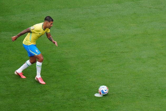Brazil v Norway - FIFA World Cup, WM, Weltmeisterschaft, Fussball 2026 - Round of 16 NEW JERSEY, UNITED STATES - JULY 05: Bruno Guimaraes (8) of Brazil shoots a penalty during the FIFA World Cup 2026 Round of 16 match between Brazil and Norway at New Jersey Stadium (MetLife Stadium) in East Rutherford, New Jersey, USA, on July 05, 2026. Hakan Akgun Anadolu New Jersey United States. Editorial use only. Please get in touch for any other usage.  Copyright: x2026xAnadoluxHakanxAkgunx