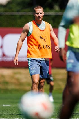 Nico Elvedi seen during Official training session of Switzerland national team, Nationalteam before Round of 16 game with Colombia (Gal Amador Ball Raw Images) Vancouver National Soccer Development Center Canada Copyright: xGaelxAmadorx gaelamador_switzerlandmd-2_05072026-30