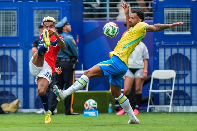 Fotball-VM 2026: Brasil - Norge East Rutherford, New Jersey , USA 20260705. Norges Antonio Nusa under 8-delsfinalen mellom Brasil og Norge under fotball-VM 2026 pa New Jersey stadion. Foto: Terje Pedersen NTB East Rutherford, New Jersey USA EDITORIAL USE ONLY. RESTRICTED USE FOR BETTING COMPANIES Ref:_SPOzpxDJGUdpCw.jpg *** 2026 FIFA World Cup Brazil Norway East Rutherford, New Jersey, USA 20260705 Norway’s Antonio Nusa during the Round of 16 match between Brazil and Norway at the 2026 FIFA World Cup at New Jersey Stadium. Photo: Terje Pedersen, NTB. East Rutherford, New Jersey, USA. EDITORIAL USE ONLY. RESTRICTED USE FOR BETTING COMPANIES.  Copyright: xTerjexPedersenx xNTBx