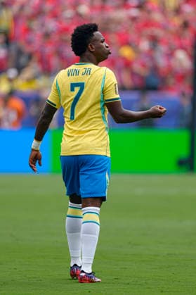 Vinicius Vini Junior seen during FIFA World Cup, WM, Weltmeisterschaft, Fussball 2026 Round of 16 game between national teams of Brazil and Norway (Edmung Wong Ball Raw Images) Jersey City USA Copyright: xEdmundxWongx edmundwong_brazil_norway_2526_1-26