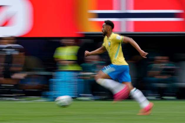 Matheus Cunha seen during FIFA World Cup, WM, Weltmeisterschaft, Fussball 2026 Round of 16 game between national teams of Brazil and Norway (Edmung Wong Ball Raw Images) Jersey City USA Copyright: xEdmundxWongx edmundwong_brazil_norway_2526_1-45