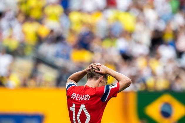 260705 Martin odegaard of Norway looks dejected during the FIFA World Cup, WM, Weltmeisterschaft, Fussball 2026 round of 16 football match between Brazil and Norway on July 5, 2026 in New Jersey. Photo: Vegard Grott BILDBYRAN kod VG VG0982 bbeng fotboll football soccer fotball vm fotbolls-vm fotball-vm fotbolls-vm 2026 fifa world cup 2026 new york 8-delsfinale round of 16 brasilien brazil brasil norge norway dejected depp *** July 5, 2026: Martin Ødegaard of Norway looks dejected during the FIFA World Cup 2026 Round of 16 soccer match between Brazil and Norway on July 5, 2026 in New Jersey. Photo by Vegard Grott, BILDBYRAN. Code: VG VG0982 bbeng soccer football fotball World Cup soccer World Cup fotball World Cup soccer World Cup 2026 FIFA World Cup 2026 New York Round of 16 Brazil Brazil Norway Norway dejected depp  Copyright: VEGARDxGRoTT BB260705VG041