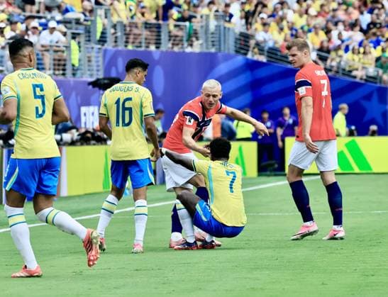RECORD DATE NOT STATED Brazil vs Norway FIFA World Cup, WM, Weltmeisterschaft, Fussball 2026. (SPO) Brazil vs Norway FIFA World Cup 2026. July 5, 2026, New Jersey, USA: Vini Jr 7 of Brazil during soccer match between Brazil and Norway in round 16 knockout stage during FIFA World Cup 2026 at MetLife stadium in New Jersey. Credit: Niyi Fote Thenews2(Foto: Niyi Fote Thenews2 imago images) SPO  Copyright: xNiyixFotex